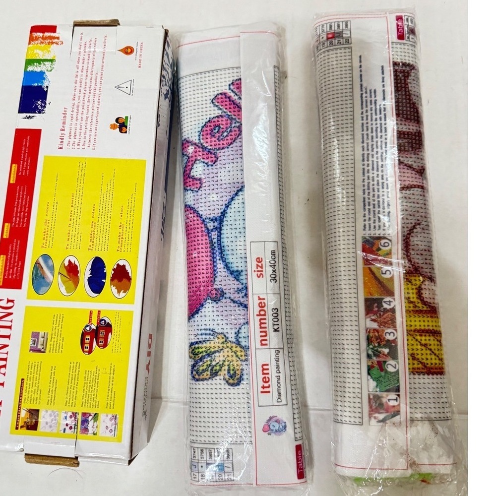 Ginkko DIY Paint by Number Floral & 2 Diamond Painting Kits Elephant Raccoon lot